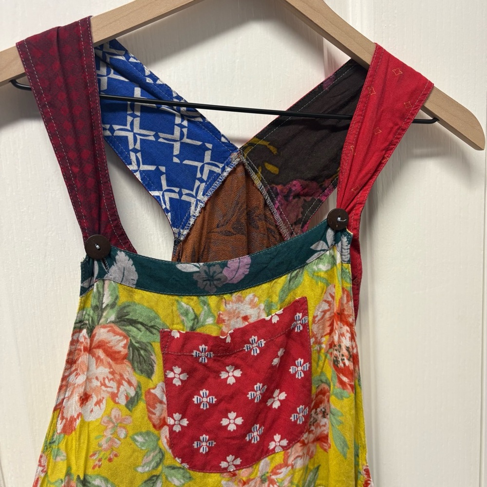 Sacred Threads Patchwork Overalls S/M Women's - image 2